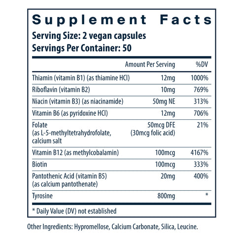 Vital Nutrients Tyrosine and B Vitamins 100vc