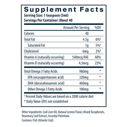 Vital Nutrients Ultra Pure Cod Liver Oil 1025 200ml