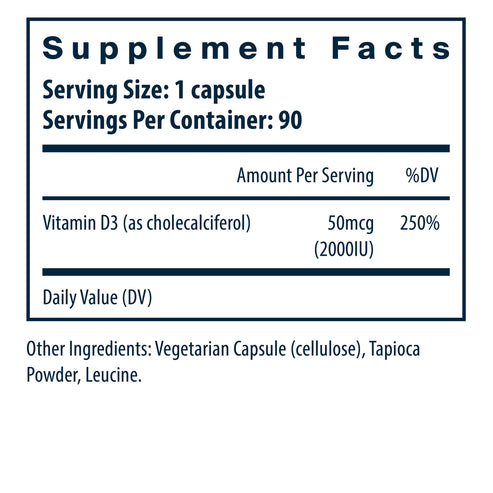 Vital Nutrients Vitamin D3 2,000 IU 90c