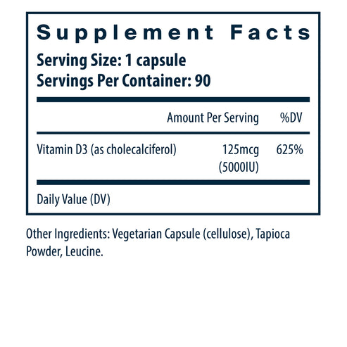 Vital Nutrients Vitamin D3 5,000 IU 90c