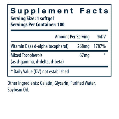 Vital Nutrients Vitamin E 400IU (with mixed tocopherols) 100sg
