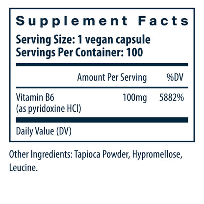 Vital Nutrients Vitamin B6 100mg 100vc