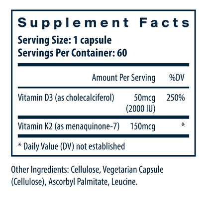 Vital Nutrients Vitamin D3+K2 60c