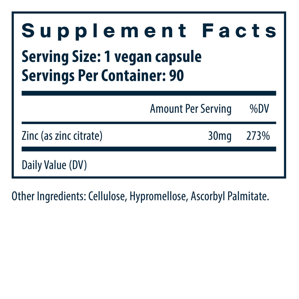 Vital Nutrients Zinc (citrate) 30mg 90vc