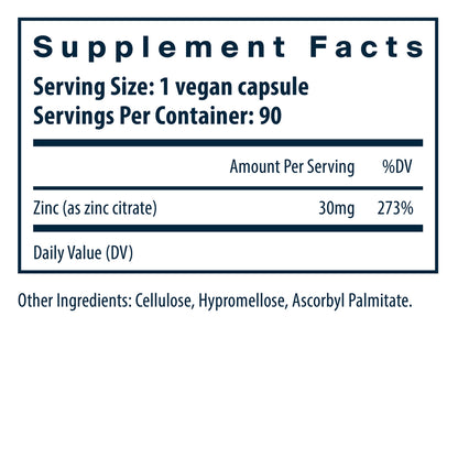 Vital Nutrients Zinc (citrate) 30mg 90vc