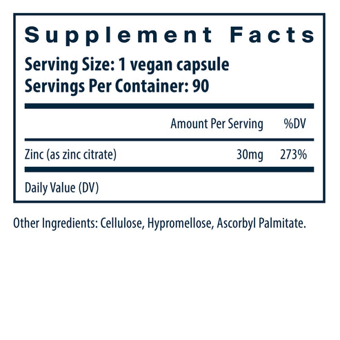 Vital Nutrients Zinc (citrate) 30mg 90vc