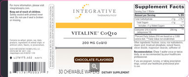 Integrative Therapeutics Vitaline CoQ10 200mg Chocolate 30 Chewable Wafers