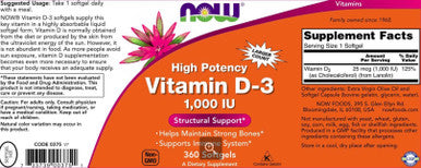 NOW Vitamin D3 1,000 IU 360sg