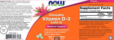 NOW Vitamin D3 1,000 IU Fruit flavor 180 chewables