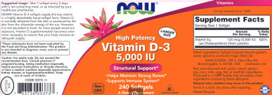 NOW Vitamin D3 5000 IU 240sg