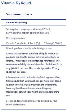 Pure Encapsulations Vitamin D3 liquid 0.75oz