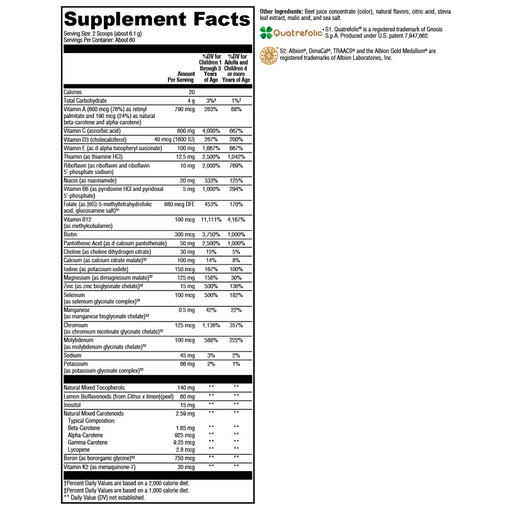 Xymogen ActivNutrients without Copper & Iron Multivitamin Powder Fruit Punch 60 servings