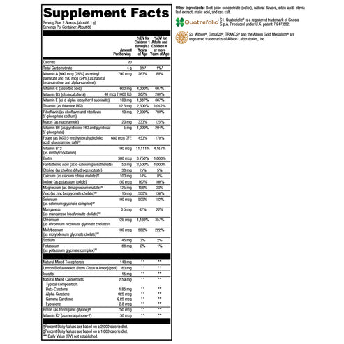 Xymogen ActivNutrients without Copper & Iron Multivitamin Powder Fruit Punch 60 servings