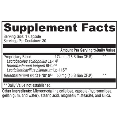 Xymogen ProbioMax Daily 30B for gut health, ingredient label, digestion, immune system support, probiotics
