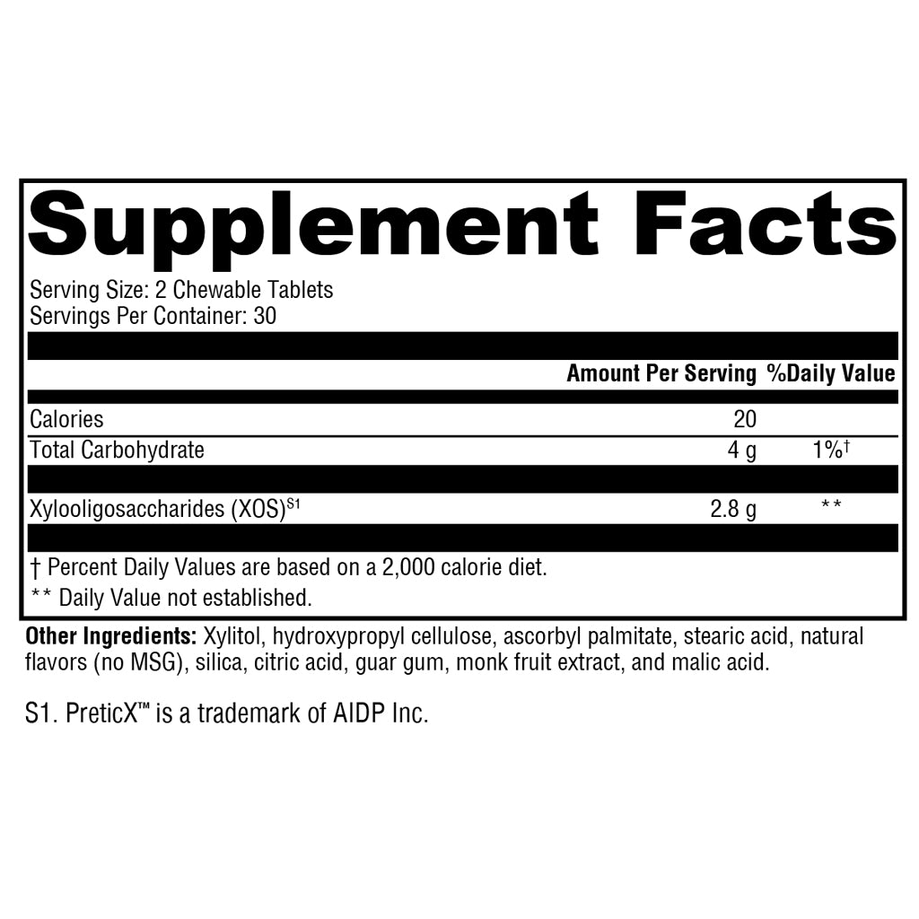 Xymogen PrebioMax 60 chewable tablets Sour Apple flavor