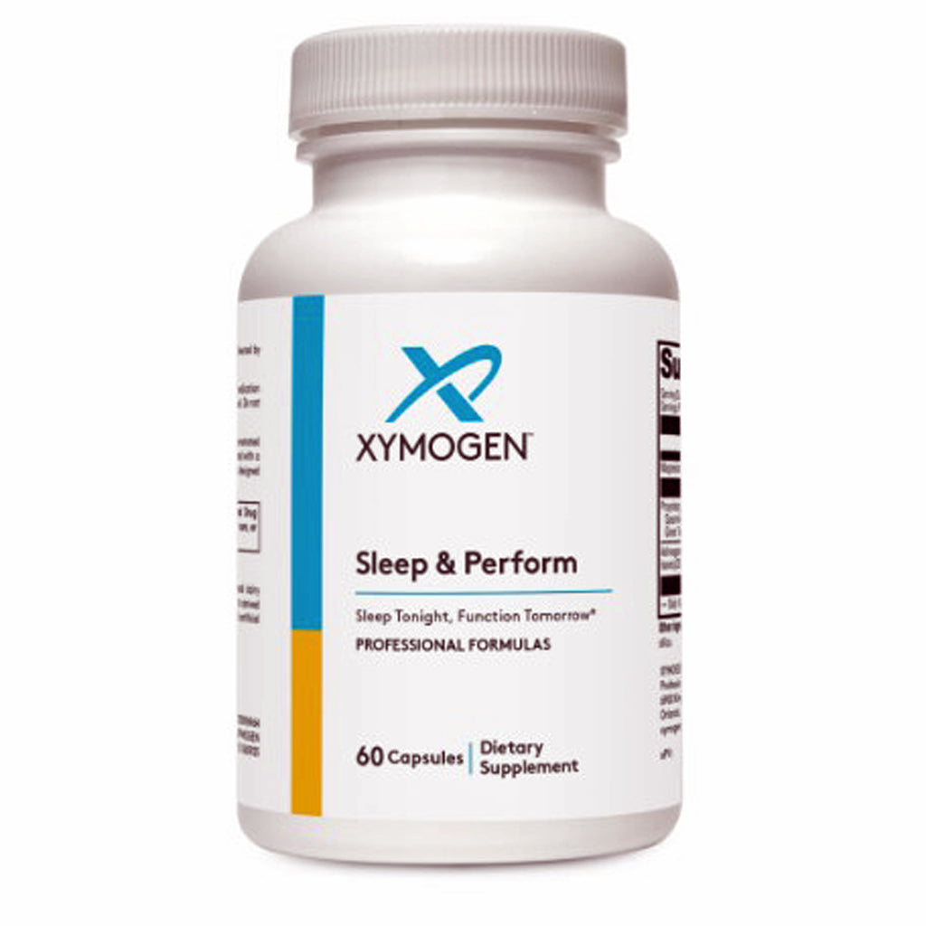 Xymogen Sleep & Perform dietary supplement bottle on a white background
