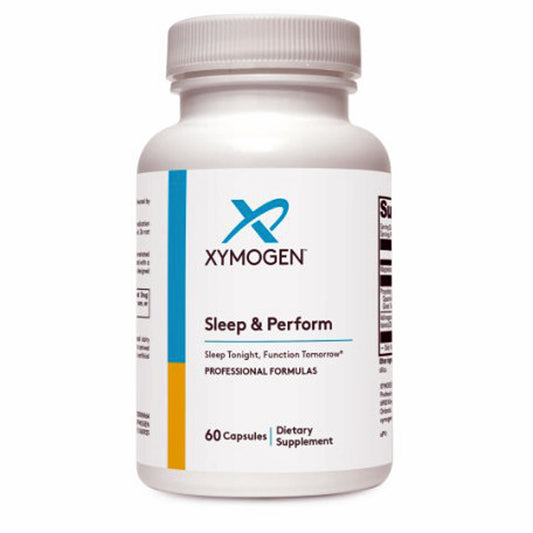 Xymogen Sleep & Perform dietary supplement bottle on a white background