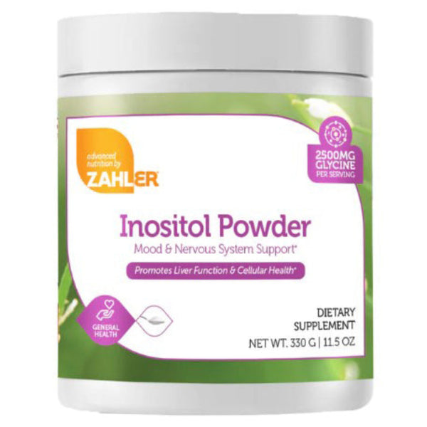 Zahler inositol powder, front label, liver support, nervous system and mood health