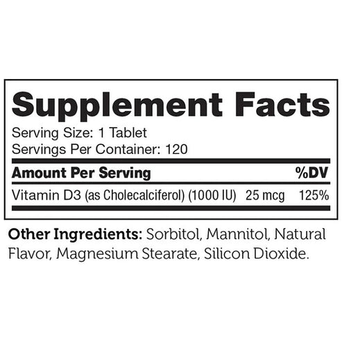 Advanced Nutrition by Zahler Junior D3 1000 IU 250 chew tabs