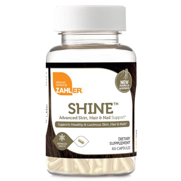 Zahler Shine supports strong hair. skin and nails, healthy hair support, front label
