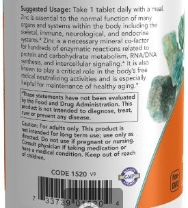 NOW Zinc Gluconate 50mg 100t