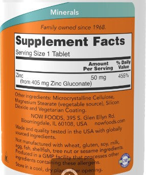 NOW Zinc Gluconate 50mg 250t