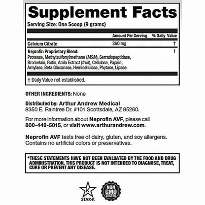 Supplement facts label with detailed ingredient list and contact information on a white background