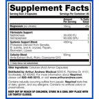 Supplement facts label with detailed nutritional information on a white background