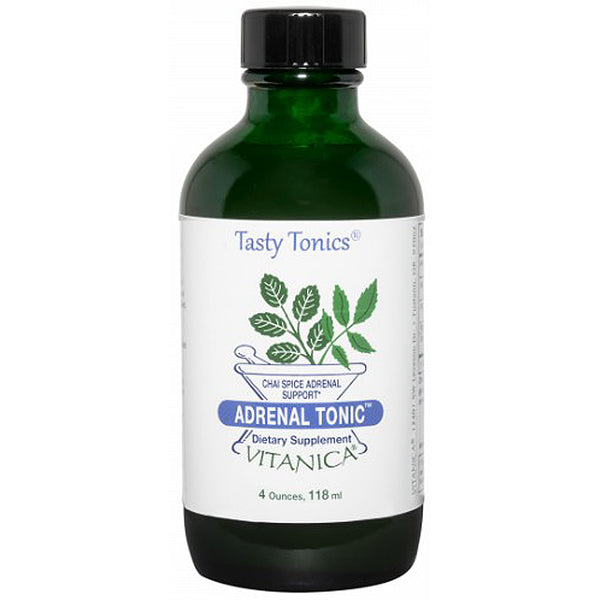 Bottle of Tasty Tonics Adrenal Tonic dietary supplement on a white background