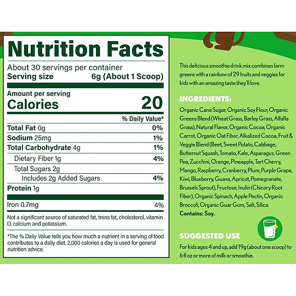 Amazing Grass Kidz Super Greens Outrageous Chocolate 6.5oz 30 servings
