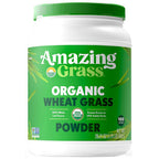Container of Amazing Grass Organic Wheat Grass Powder on a white background