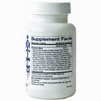 A white plastic bottle of dietary supplements with a white cap, showing the Supplement Facts label on a plain white background.