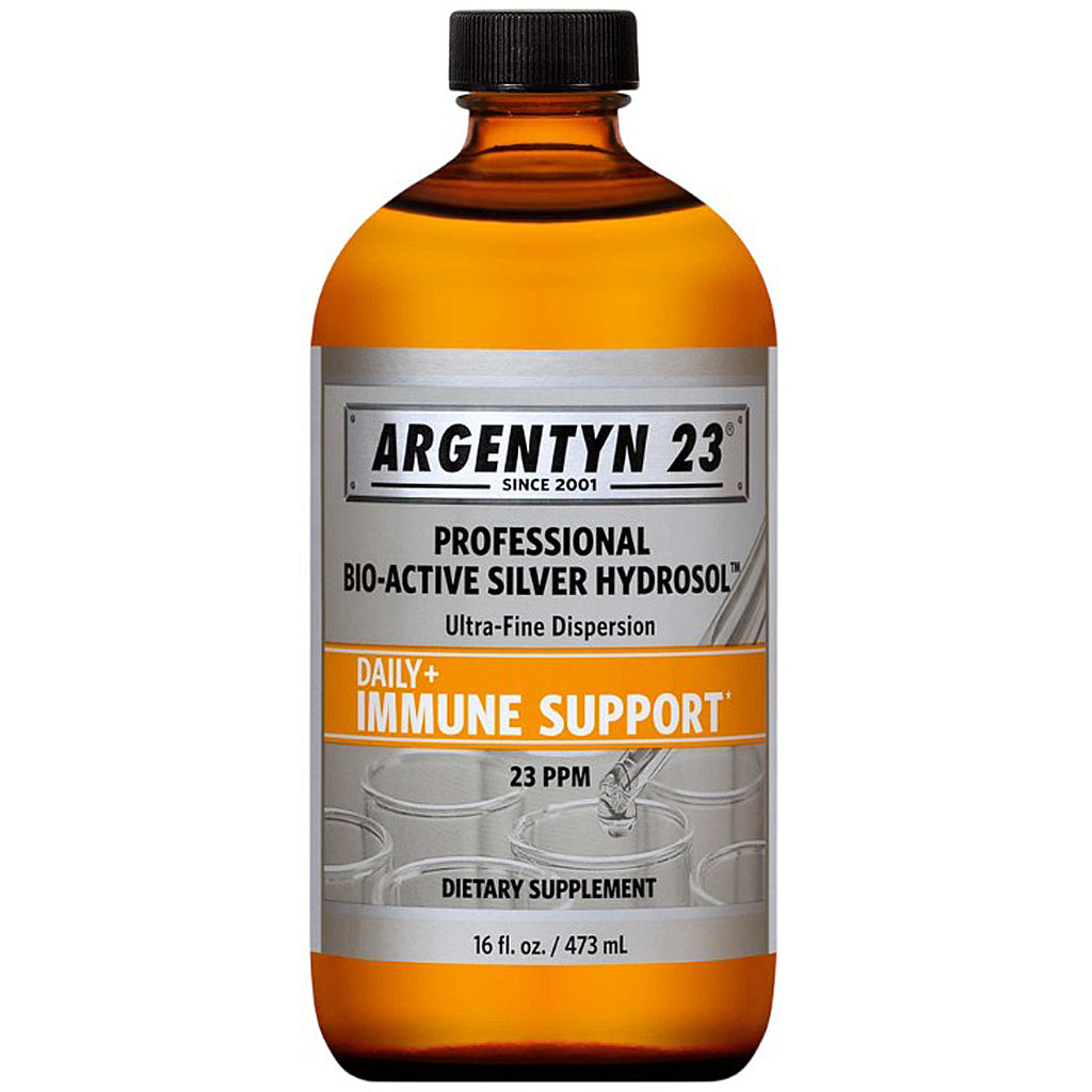 Bottle of Argentyn 23 dietary supplement with a white background