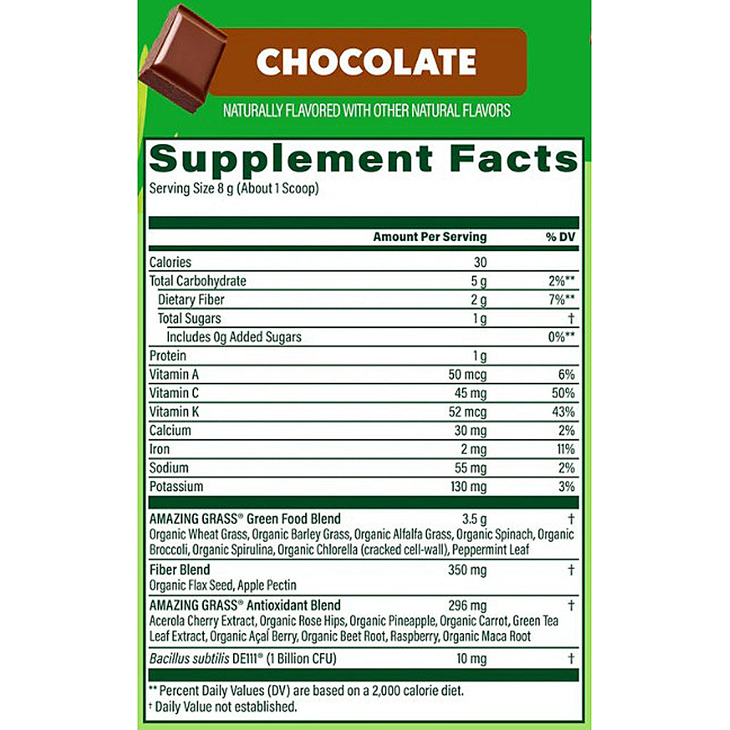 Amazing Grass Super Greens - Chocolate (16.9oz) 60 servings