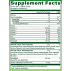Supplement facts label with detailed nutritional information on a white background