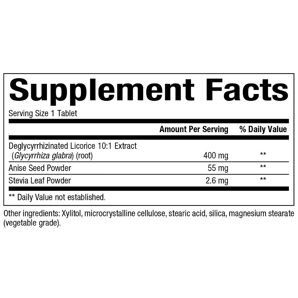 Supplement facts label with ingredients and values on a white background