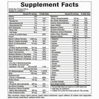 Supplement facts label with detailed nutritional information on a white background