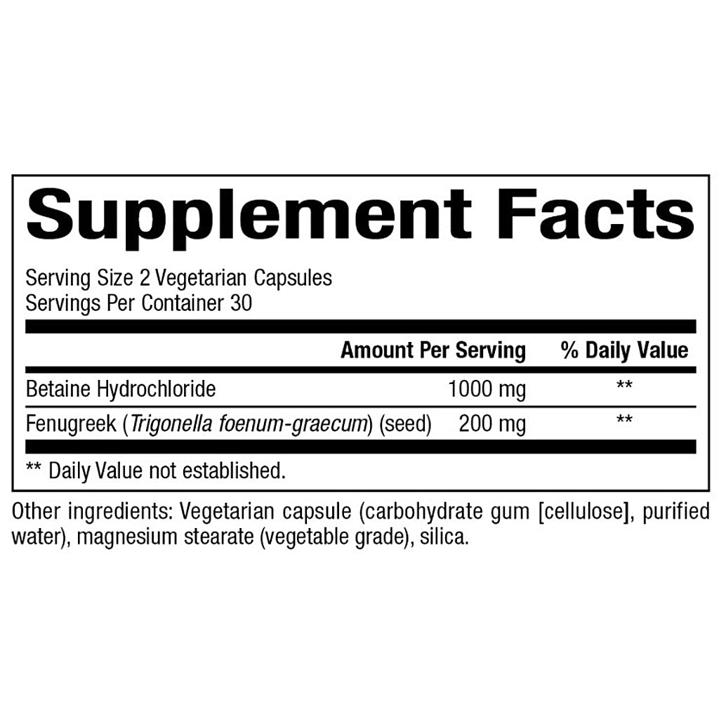 Supplement facts label with detailed nutritional information on a white background