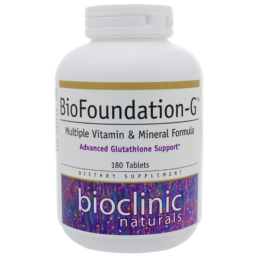 BioFoundation-G supplement bottle with label on a white background