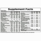 Supplement facts label with detailed nutritional information on a white background