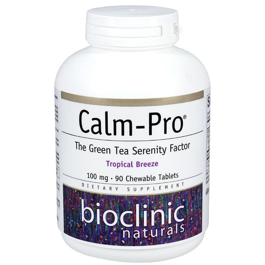 Supplement bottle labeled 'Calm-Pro' by Bioclinic Naturals on a white background