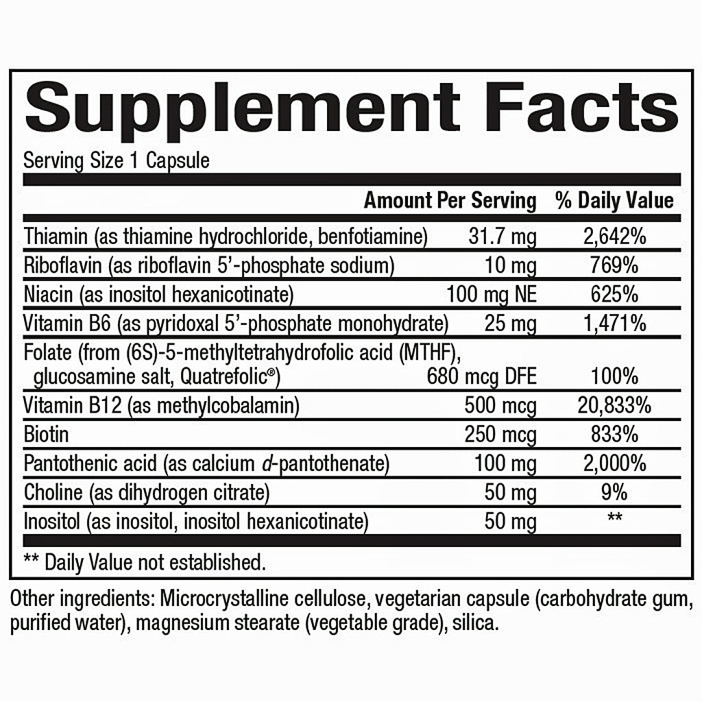 Supplement facts label with detailed nutritional information on a white background