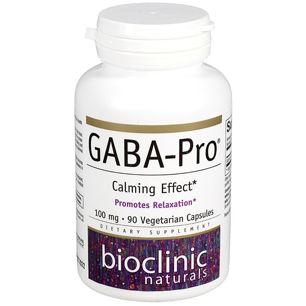 Bottle of GABA-Pro supplement by Bioclinic Naturals on a white background