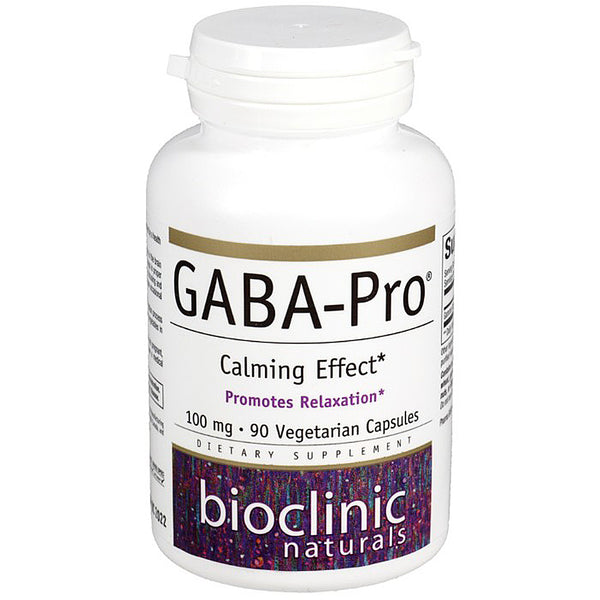 Bottle of GABA-Pro supplement by Bioclinic Naturals on a white background