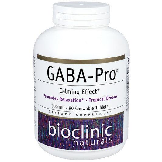 GABA-Pro supplement bottle with Bioclinic Naturals label on a white background