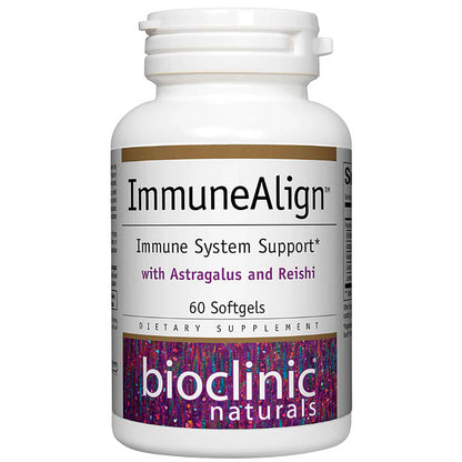 Supplement bottle labeled 'ImmuneAlign' by Bioclinic Naturals on a white background