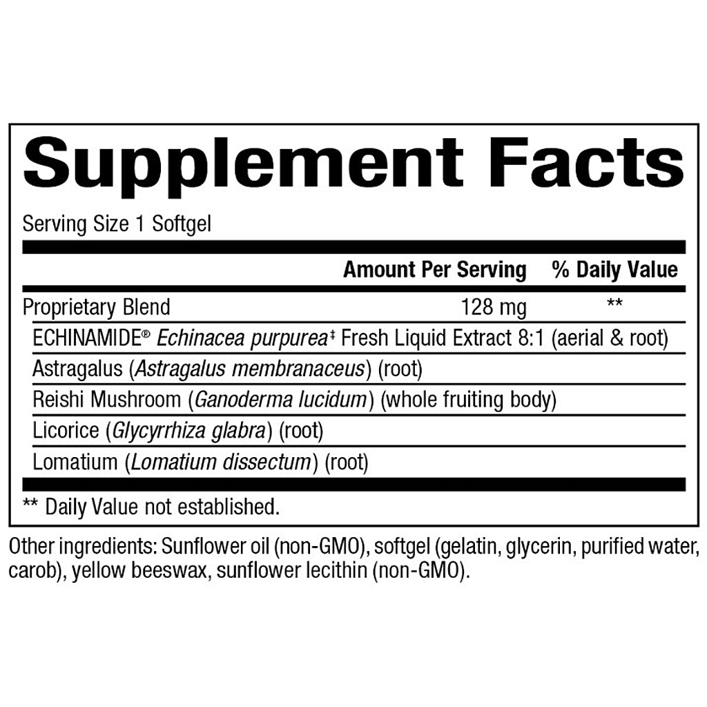 Supplement facts label with detailed ingredient list on a white background