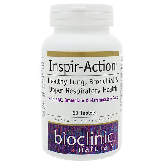 Supplement bottle labeled 'Inspir-Action' by Bioclinic Naturals on a white background