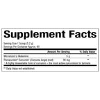 Supplement facts label with Micronized L-Glutamine and Theracurmin Curcumin on a white background
