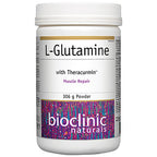 L-Glutamine powder container with Theracurmin from Bioclinic Naturals on a white background